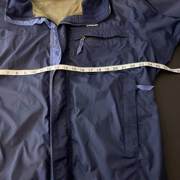 Patagonia Jacket Mens Large Blue Full Zip Nylon Coat Hideaway Hoodie Lined 203 - Picture 8 of 9